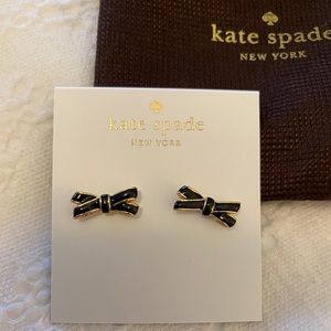 Kate Spade black & gold bow earrings & bracelet